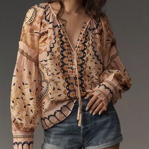 FARM RIO Jaipur Long Sleeve Blouse L